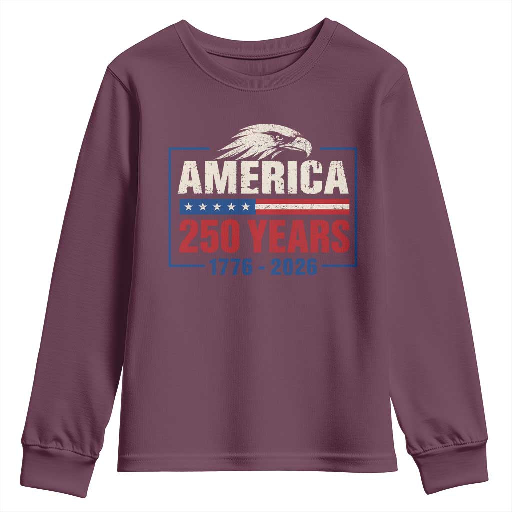 250 Anniversary USA Youth Sweatshirt Retro Eagle 250 Years Of Freedom 1776 2026