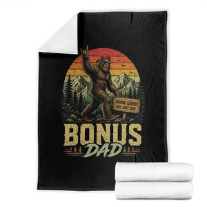 Bigfoot Bonus Dad Throw Blanket Retro Stepdad Fathers Day Gifts TS10 Black Print Your Wear