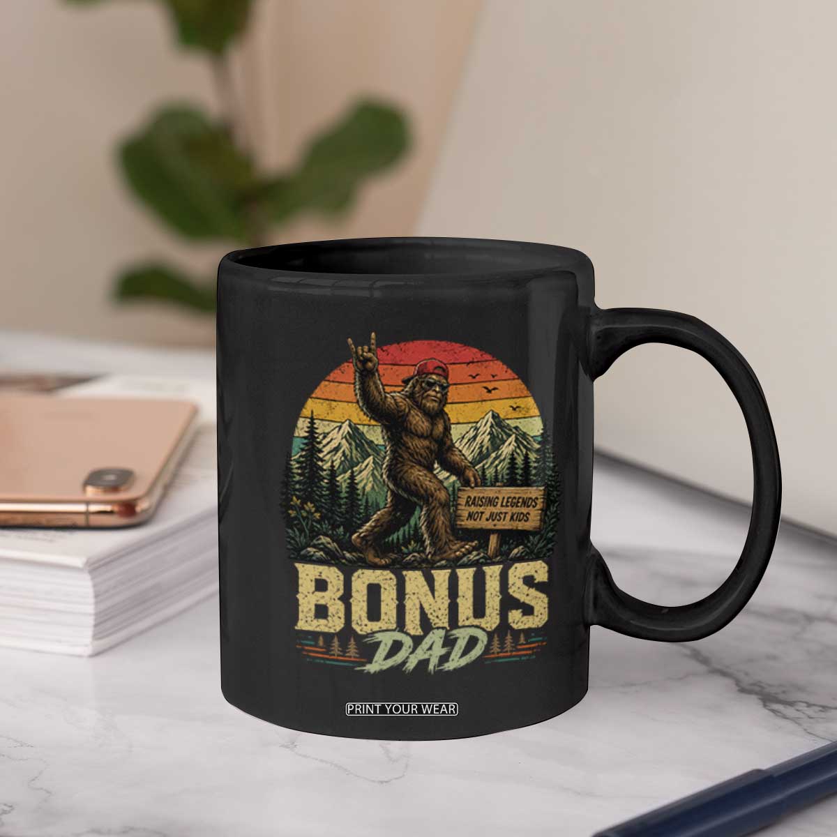 Bigfoot Bonus Dad Coffee Mug Retro Stepdad Fathers Day Gifts TS10 Print Your Wear