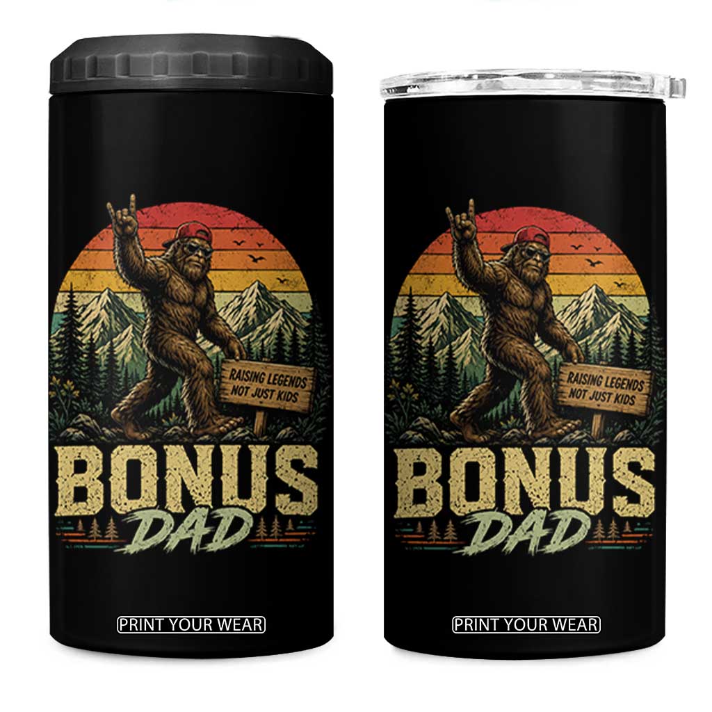 Bigfoot Bonus Dad 4 in 1 Can Cooler Tumbler Retro Stepdad Fathers Day Gifts TS10 One Size: 16 oz Black Print Your Wear