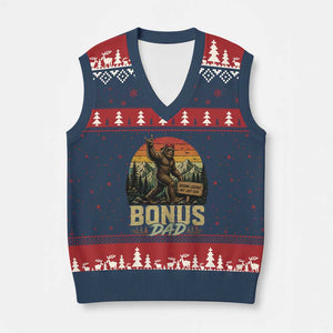 Bigfoot Bonus Dad V-Neck Knit Sweater Vest Retro Stepdad Fathers Day Gifts TS10 Navy Red Print Your Wear