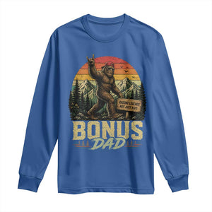 Bigfoot Bonus Dad Long Sleeve Shirt Retro Stepdad Fathers Day Gifts TS10 Royal Blue Print Your Wear