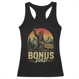 Bigfoot Bonus Dad Racerback Tank Top Retro Stepdad Fathers Day Gifts TS10 Black Print Your Wear