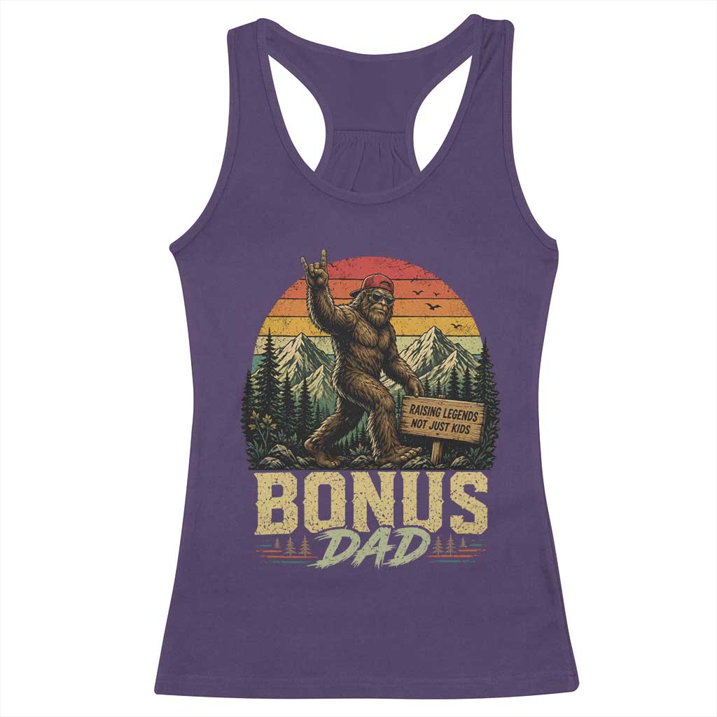 Bigfoot Bonus Dad Racerback Tank Top Retro Stepdad Fathers Day Gifts TS10 Purple Print Your Wear