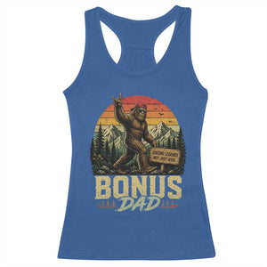Bigfoot Bonus Dad Racerback Tank Top Retro Stepdad Fathers Day Gifts TS10 Royal Blue Print Your Wear