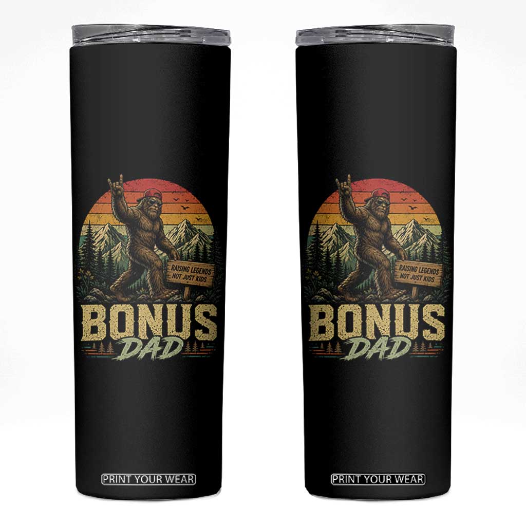 Bigfoot Bonus Dad Skinny Tumbler Retro Stepdad Fathers Day Gifts TS10 Black Print Your Wear