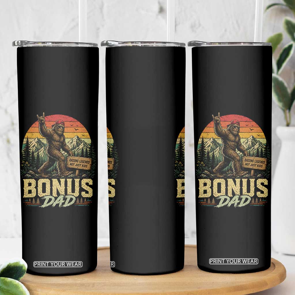 Bigfoot Bonus Dad Skinny Tumbler Retro Stepdad Fathers Day Gifts TS10 Print Your Wear