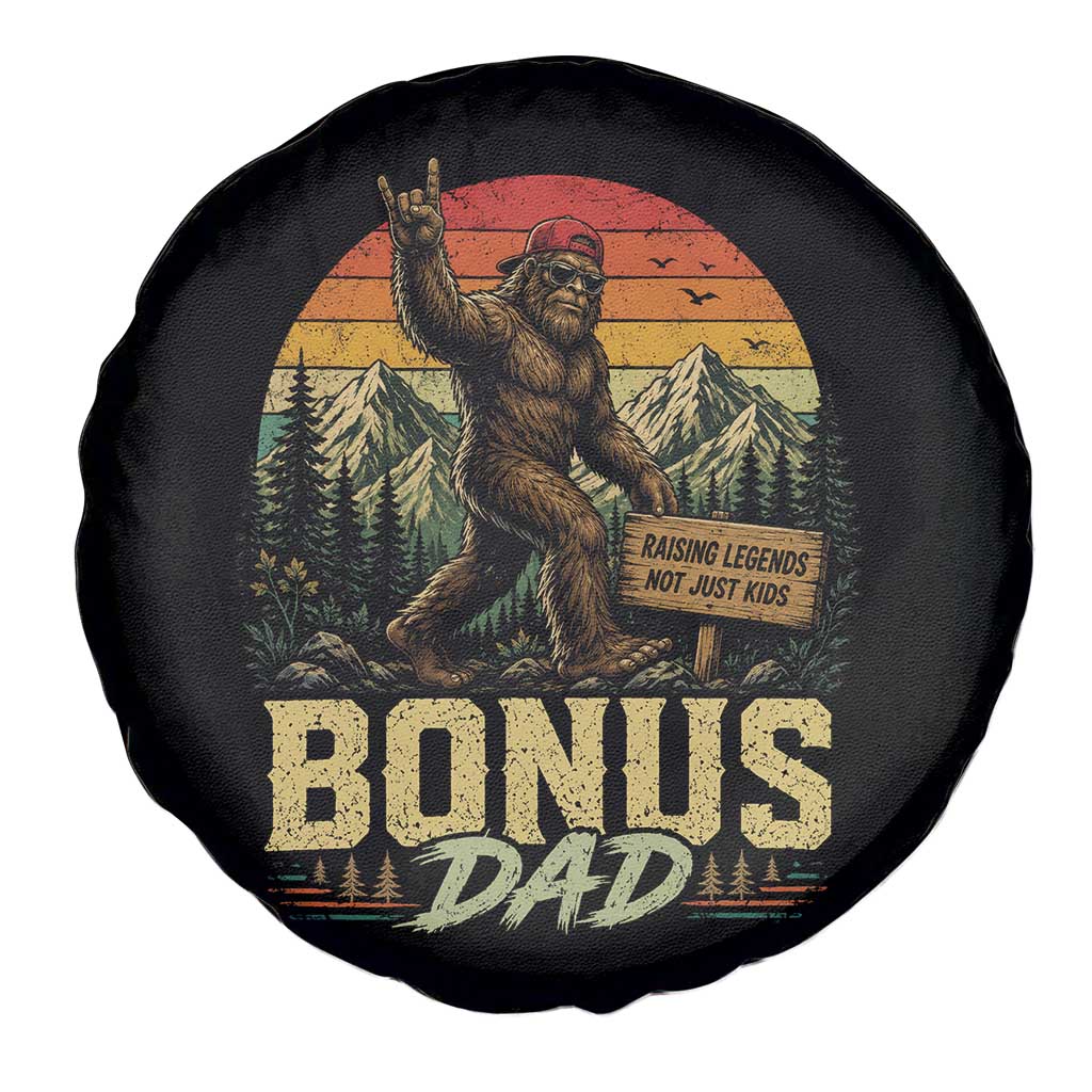 Bigfoot Bonus Dad Spare Tire Cover Retro Stepdad Fathers Day Gifts TS10 Print Your Wear