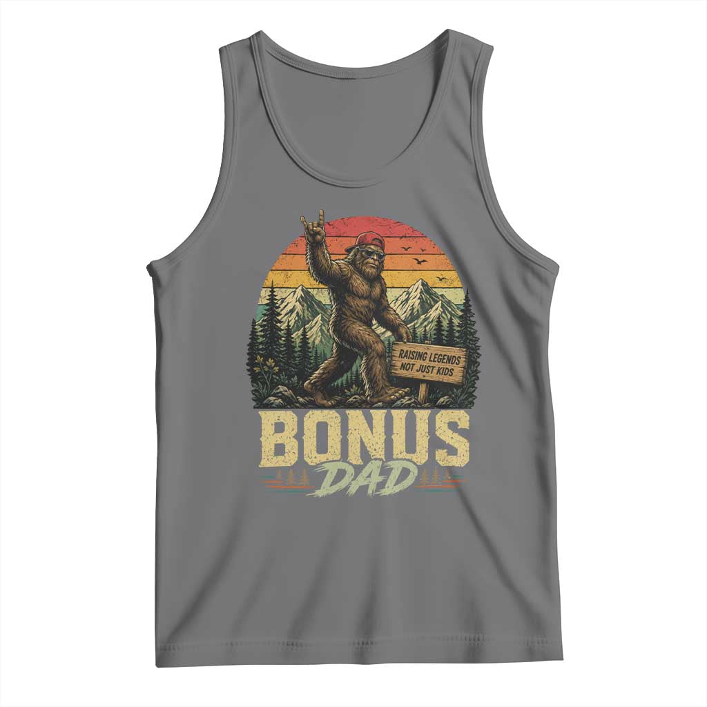 Bigfoot Bonus Dad Tank Top Retro Stepdad Fathers Day Gifts TS10 Black Heather Print Your Wear