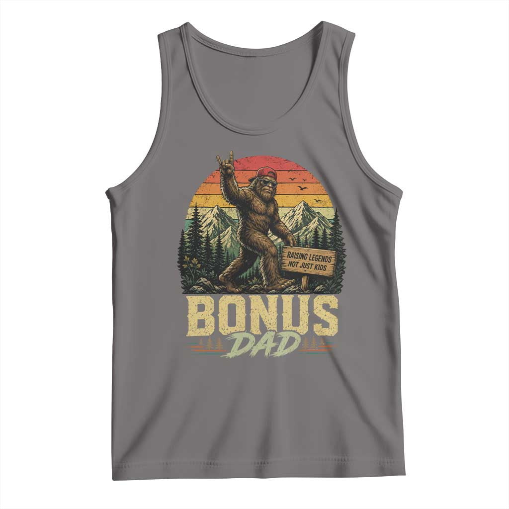Bigfoot Bonus Dad Tank Top Retro Stepdad Fathers Day Gifts TS10 Deep Heather Print Your Wear