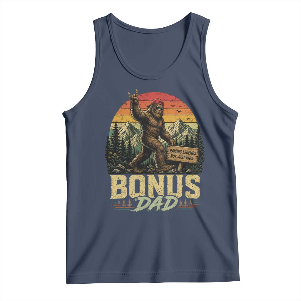 Bigfoot Bonus Dad Tank Top Retro Stepdad Fathers Day Gifts TS10 Navy Print Your Wear