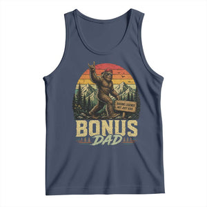 Bigfoot Bonus Dad Tank Top Retro Stepdad Fathers Day Gifts TS10 Navy Print Your Wear