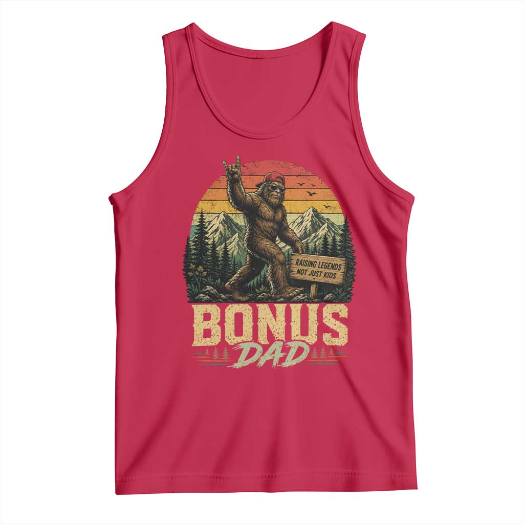 Bigfoot Bonus Dad Tank Top Retro Stepdad Fathers Day Gifts TS10 Red Print Your Wear