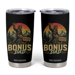 Bigfoot Bonus Dad Tumbler Cup Retro Stepdad Fathers Day Gifts TS10 Black Print Your Wear
