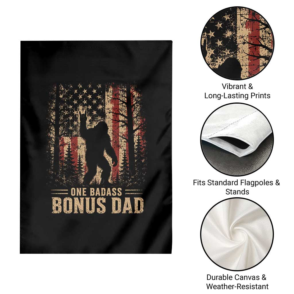 One Badass Bonus Dad Garden Flag Vintage Bigfoot Stepdad American Flag TS10 Print Your Wear