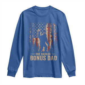 One Badass Bonus Dad Long Sleeve Shirt Vintage Bigfoot Stepdad American Flag TS10 Royal Blue Print Your Wear