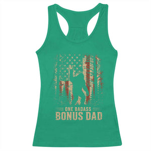 One Badass Bonus Dad Racerback Tank Top Vintage Bigfoot Stepdad American Flag TS10 Irish Green Print Your Wear