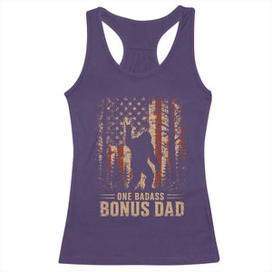 One Badass Bonus Dad Racerback Tank Top Vintage Bigfoot Stepdad American Flag TS10 Purple Print Your Wear