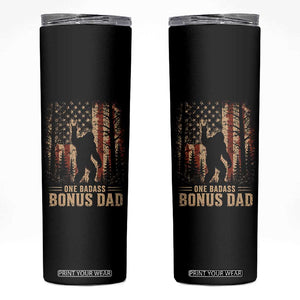 One Badass Bonus Dad Skinny Tumbler Vintage Bigfoot Stepdad American Flag TS10 Black Print Your Wear
