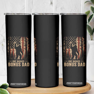 One Badass Bonus Dad Skinny Tumbler Vintage Bigfoot Stepdad American Flag TS10 Print Your Wear
