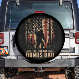 One Badass Bonus Dad Spare Tire Cover Vintage Bigfoot Stepdad American Flag TS10 No hole Black Print Your Wear