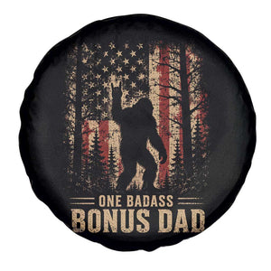 One Badass Bonus Dad Spare Tire Cover Vintage Bigfoot Stepdad American Flag TS10 Print Your Wear