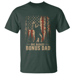 One Badass Bonus Dad T Shirt Vintage Bigfoot Stepdad American Flag TS10 Dark Forest Green Print Your Wear