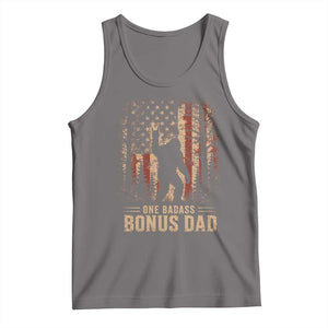 One Badass Bonus Dad Tank Top Vintage Bigfoot Stepdad American Flag TS10 Deep Heather Print Your Wear
