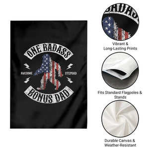 One Badass Bonus Dad Garden Flag Vintage Bigfoot Stepdad Birthday Step Dad US Flag TS10 Print Your Wear