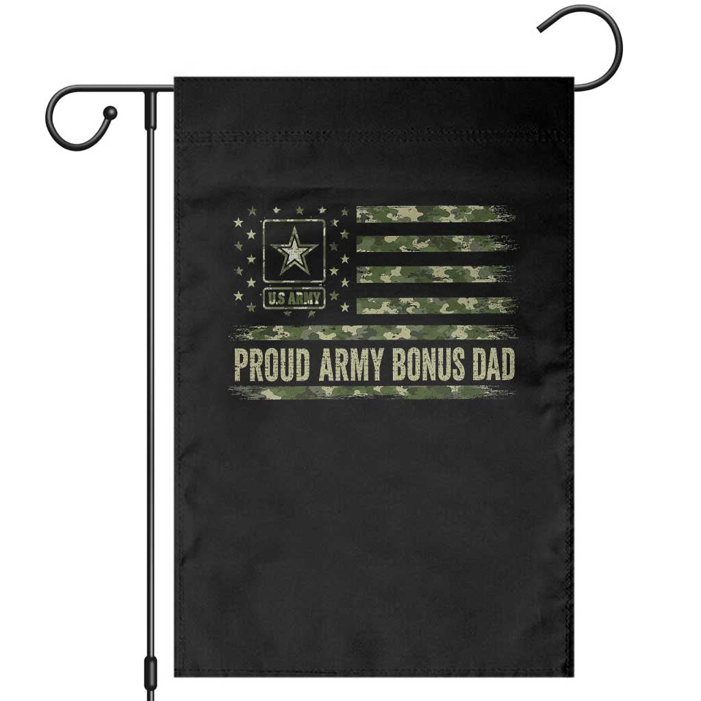 Proud Army Bonus Dad Garden Flag Vintage Stepdad Birthday Step Dad Camo US Flag TS10 Black Print Your Wear
