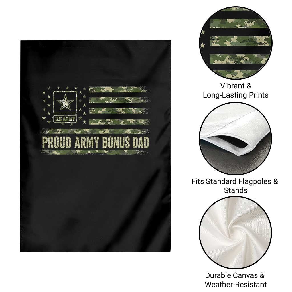 Proud Army Bonus Dad Garden Flag Vintage Stepdad Birthday Step Dad Camo US Flag TS10 Print Your Wear