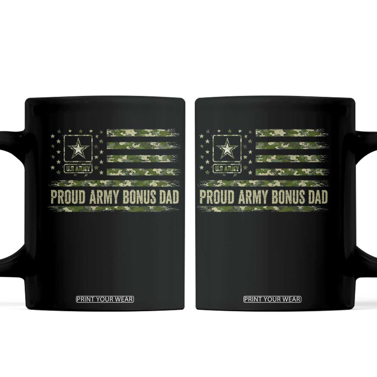 Proud Army Bonus Dad Coffee Mug Vintage Stepdad Birthday Step Dad Camo US Flag