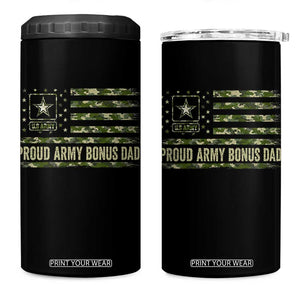 Proud Army Bonus Dad 4 in 1 Can Cooler Tumbler Vintage Stepdad Birthday Step Dad Camo US Flag TS10 One Size: 16 oz Black Print Your Wear