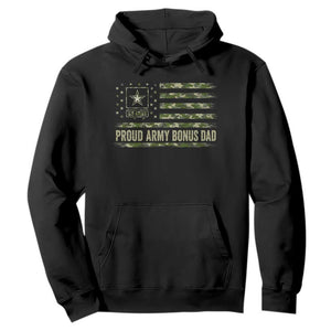 Proud Army Bonus Dad Hoodie Vintage Stepdad Birthday Step Dad Camo US Flag TS10 Black Print Your Wear