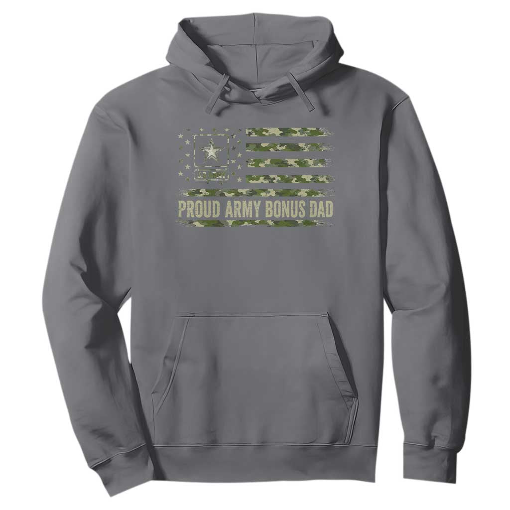 Proud Army Bonus Dad Hoodie Vintage Stepdad Birthday Step Dad Camo US Flag TS10 Charcoal Print Your Wear