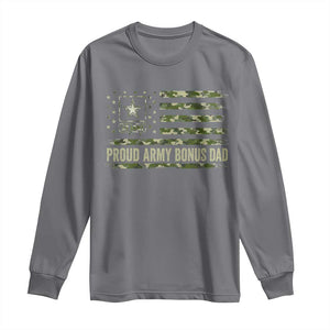 Proud Army Bonus Dad Long Sleeve Shirt Vintage Stepdad Birthday Step Dad Camo US Flag TS10 Charcoal Print Your Wear