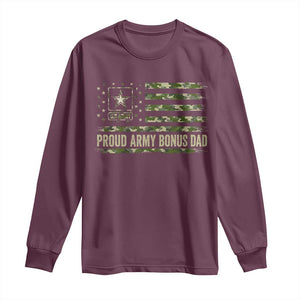 Proud Army Bonus Dad Long Sleeve Shirt Vintage Stepdad Birthday Step Dad Camo US Flag TS10 Maroon Print Your Wear