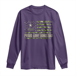 Proud Army Bonus Dad Long Sleeve Shirt Vintage Stepdad Birthday Step Dad Camo US Flag TS10 Purple Print Your Wear