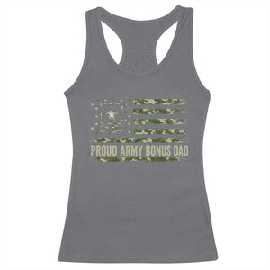 Proud Army Bonus Dad Racerback Tank Top Vintage Stepdad Birthday Step Dad Camo US Flag TS10 Charcoal Print Your Wear