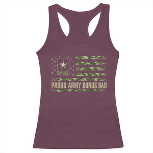 Proud Army Bonus Dad Racerback Tank Top Vintage Stepdad Birthday Step Dad Camo US Flag TS10 Maroon Print Your Wear