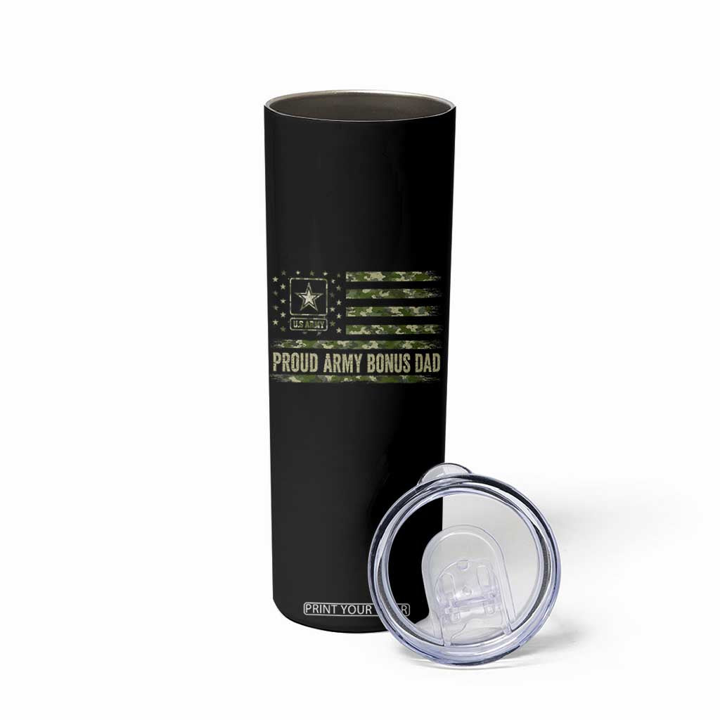 Proud Army Bonus Dad Skinny Tumbler Vintage Stepdad Birthday Step Dad Camo US Flag TS10 Print Your Wear