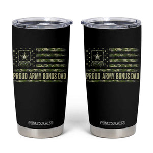 Proud Army Bonus Dad Tumbler Cup Vintage Stepdad Birthday Step Dad Camo US Flag TS10 Black Print Your Wear