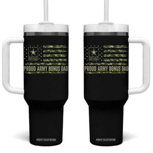 Proud Army Bonus Dad Tumbler With Handle Vintage Stepdad Birthday Step Dad Camo US Flag TS10 One Size: 40 oz Black Print Your Wear