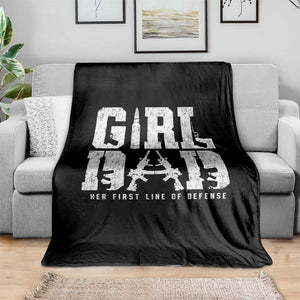 Girl Dad Throw Blanket Vintage Her First Line Of Defense Gun Lovers Fathers Day