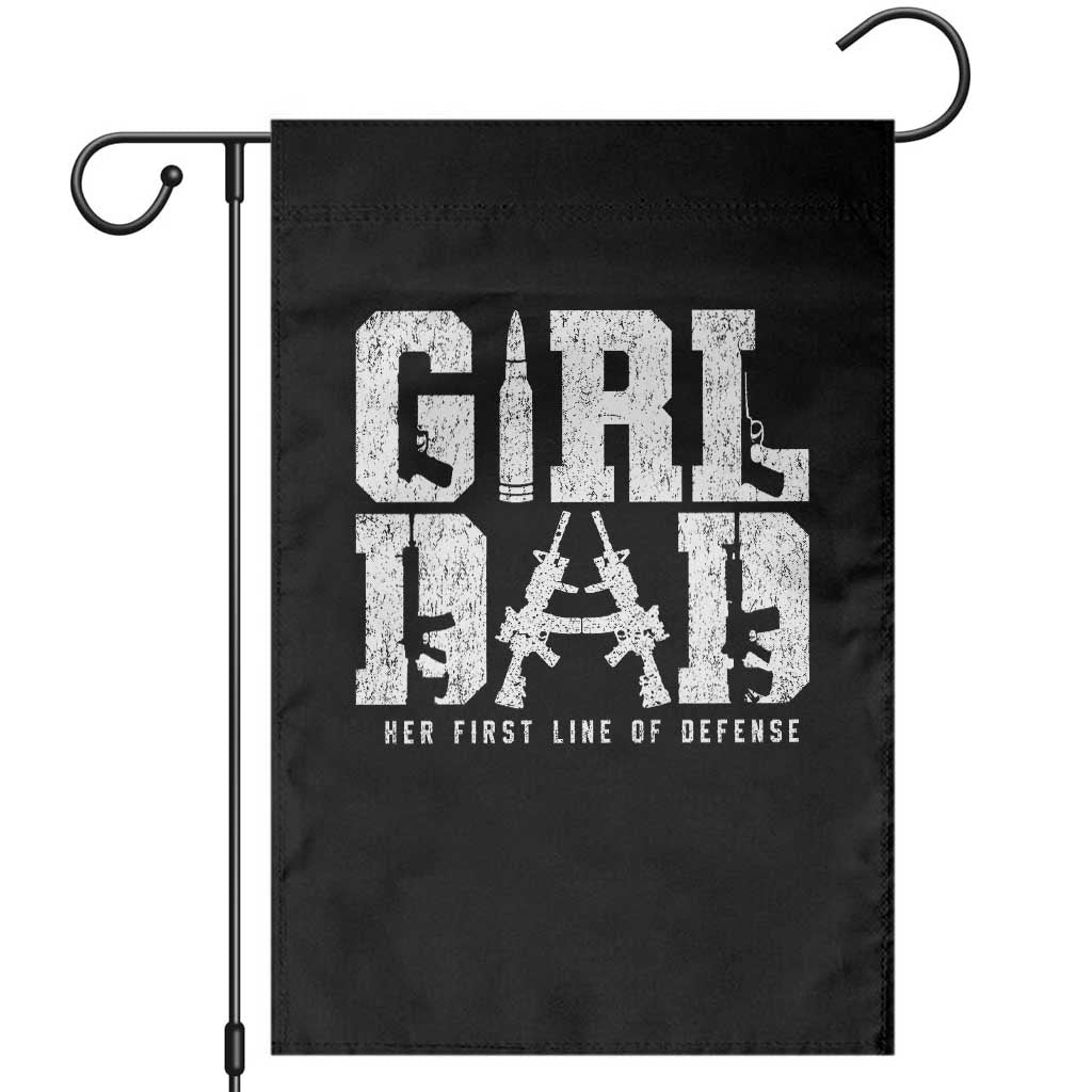 Girl Dad Garden Flag Vintage Her First Line Of Defense Gun Lovers Fathers Day TS10 Black Print Your Wear