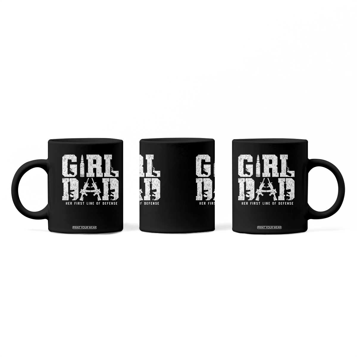 Girl Dad Coffee Mug Vintage Her First Line Of Defense Gun Lovers Fathers Day