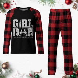 Girl Dad Plaid Pajama Set Vintage Her First Line Of Defense Gun Lovers Fathers Day