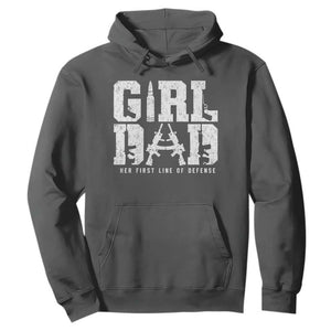 Girl Dad Hoodie Vintage Her First Line Of Defense Gun Lovers Fathers Day