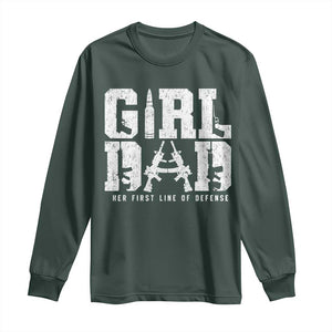 Girl Dad Long Sleeve Shirt Vintage Her First Line Of Defense Gun Lovers Fathers Day