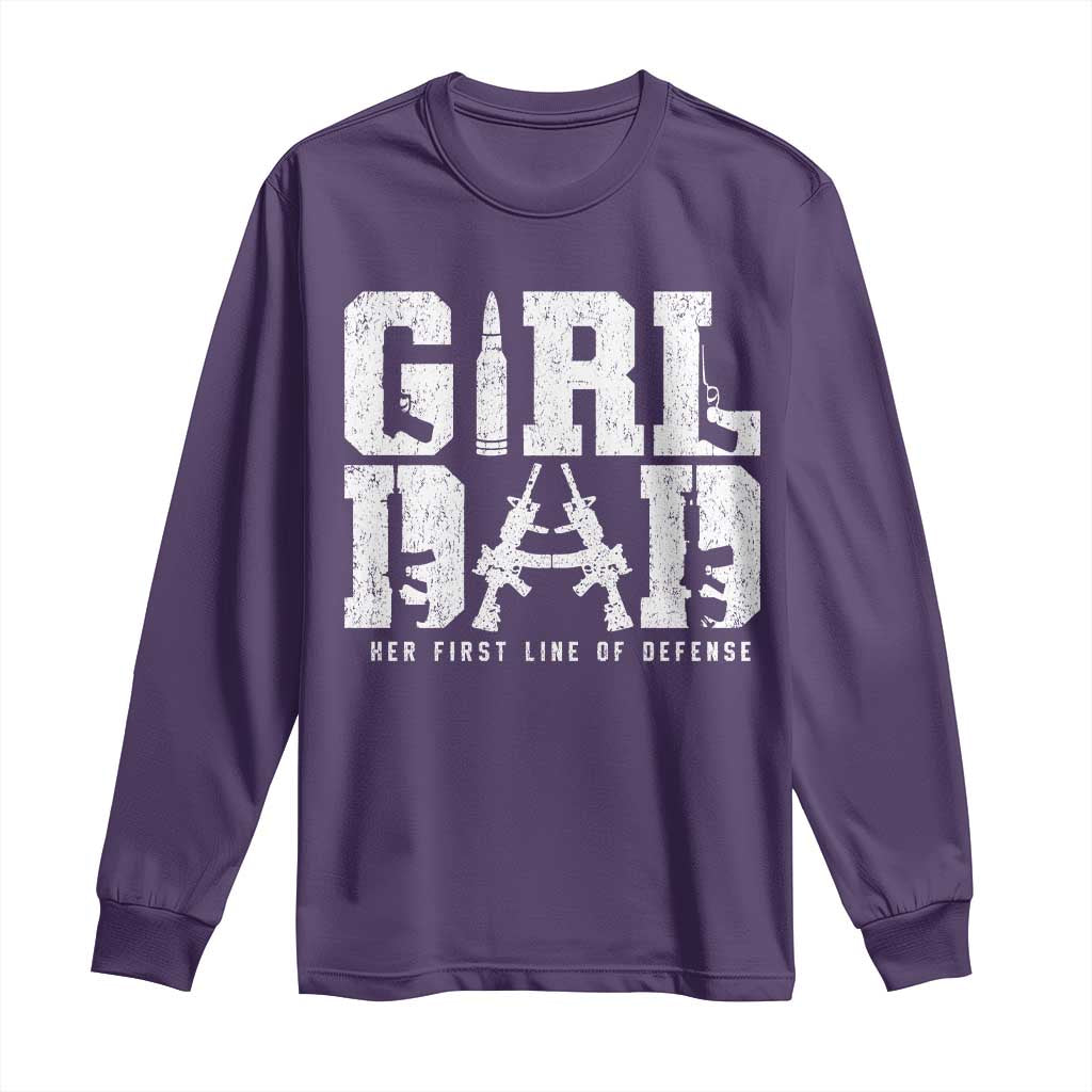 Girl Dad Long Sleeve Shirt Vintage Her First Line Of Defense Gun Lovers Fathers Day